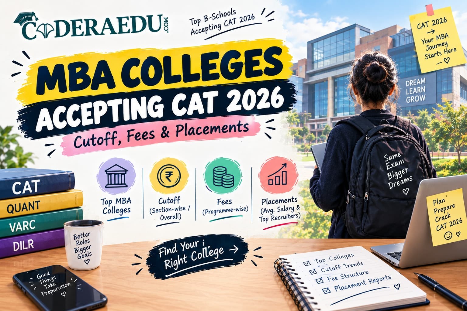 MBA colleges accepting CAT 2026 scores with cutoff fees and placement comparison