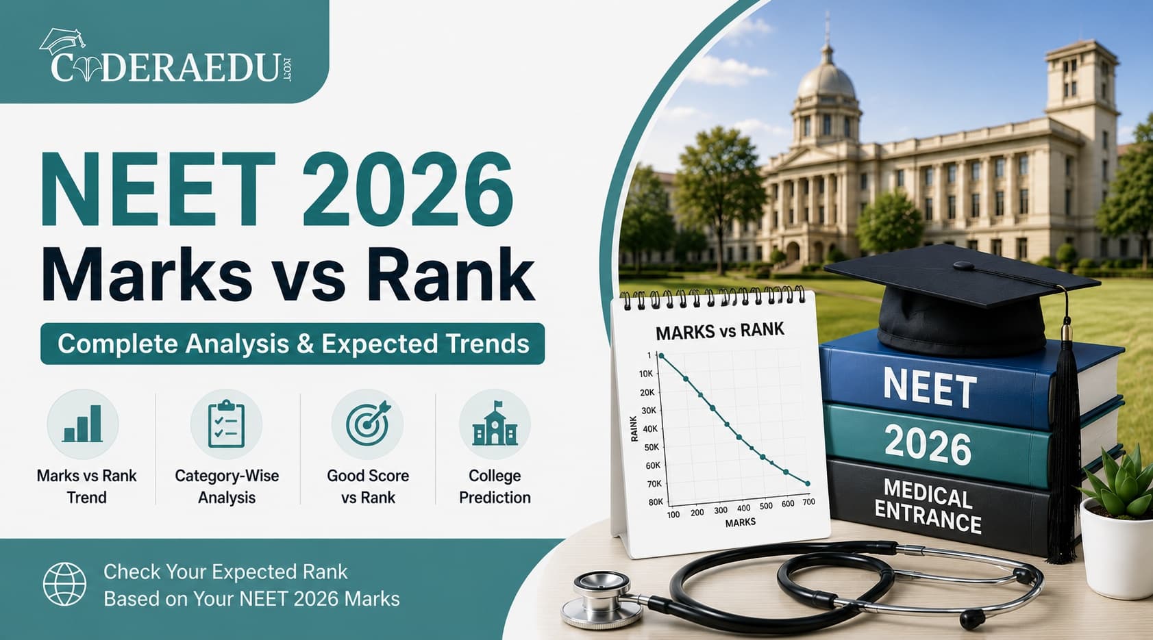 NEET Marks vs Rank 2026 score to rank analysis chart