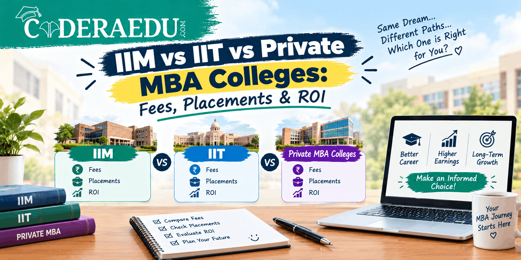 IIM vs IIT vs private MBA colleges fees placements and ROI comparison