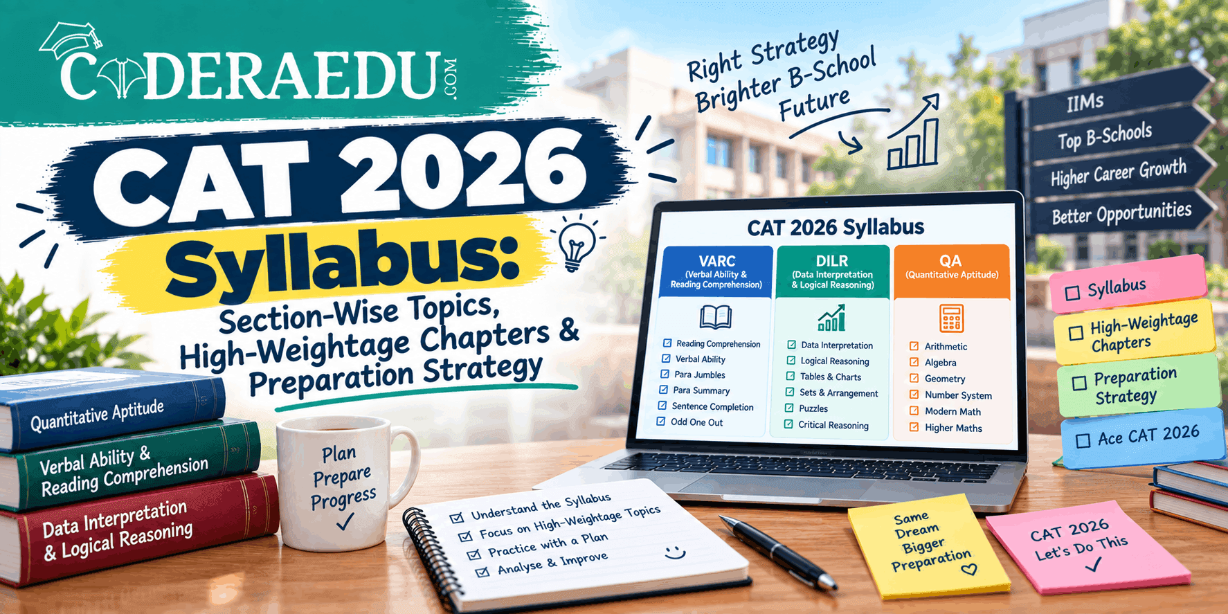 CAT 2026 syllabus VARC DILR QA topics and weightage