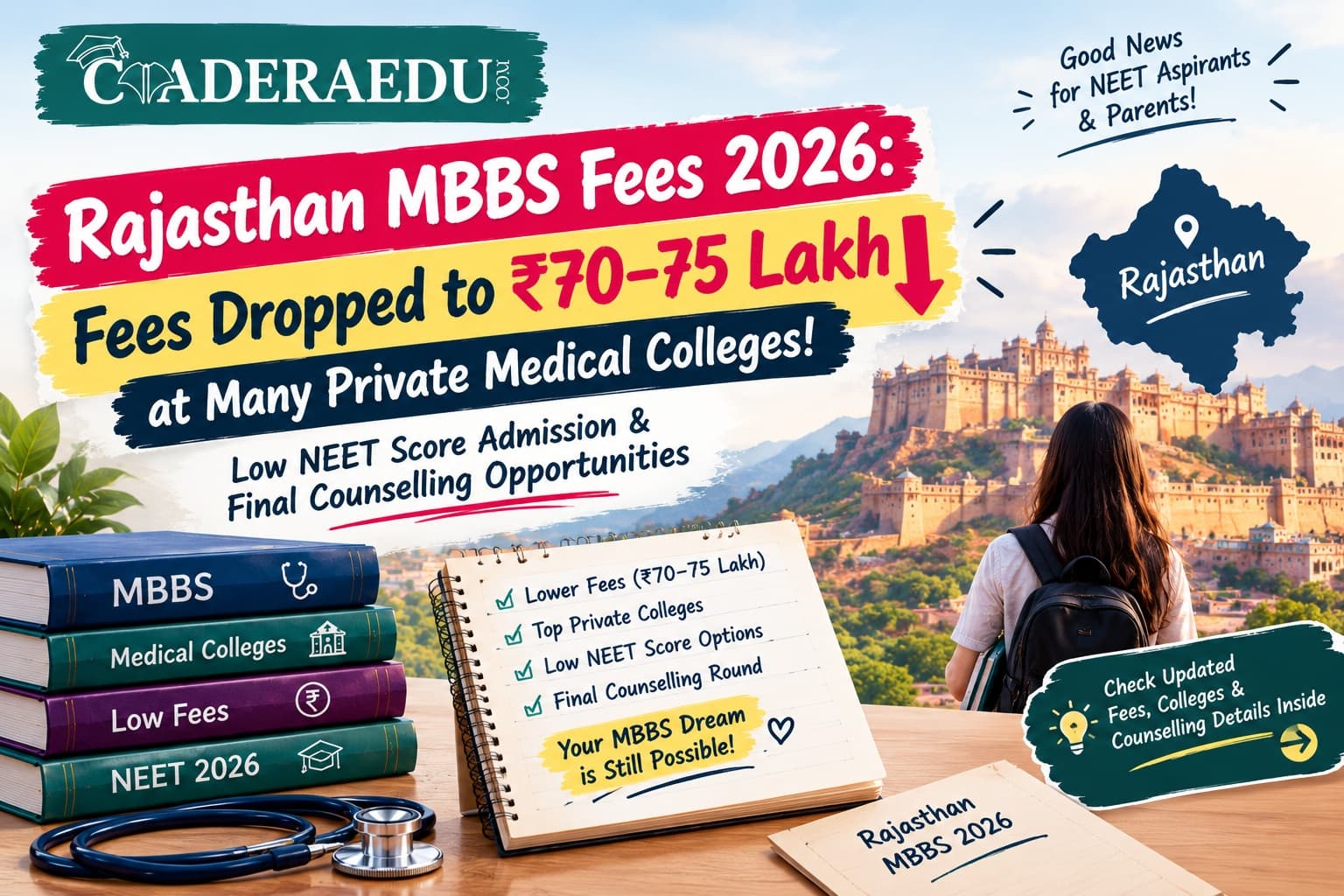 Rajasthan MBBS fees 2026 private medical colleges fee comparison and stray vacancy round