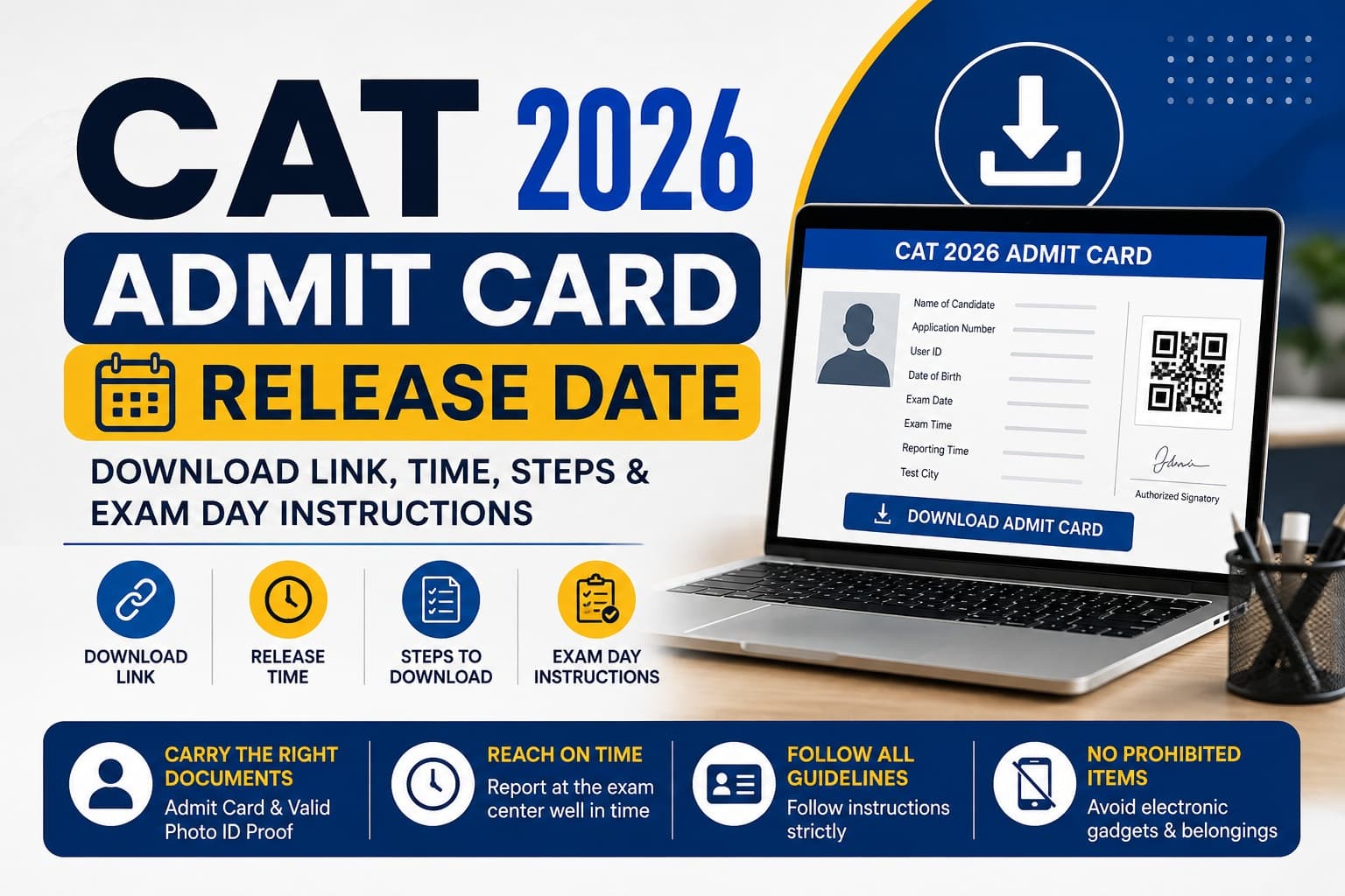 CAT Admit Card 2026 hall ticket download steps and exam day instructions