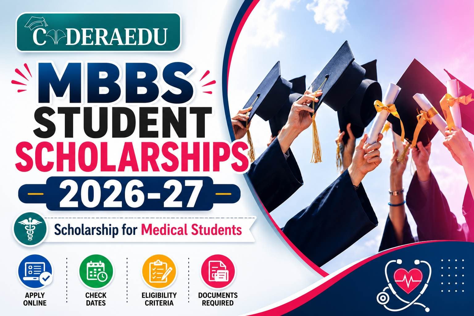 Medical student scholarship certificate with stethoscope