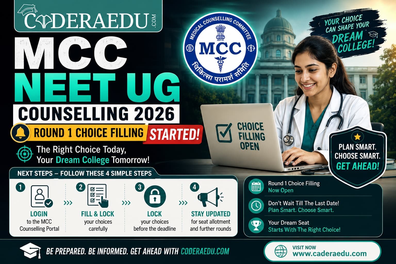 MCC NEET UG Counselling 2026 Round 1 choice filling notice