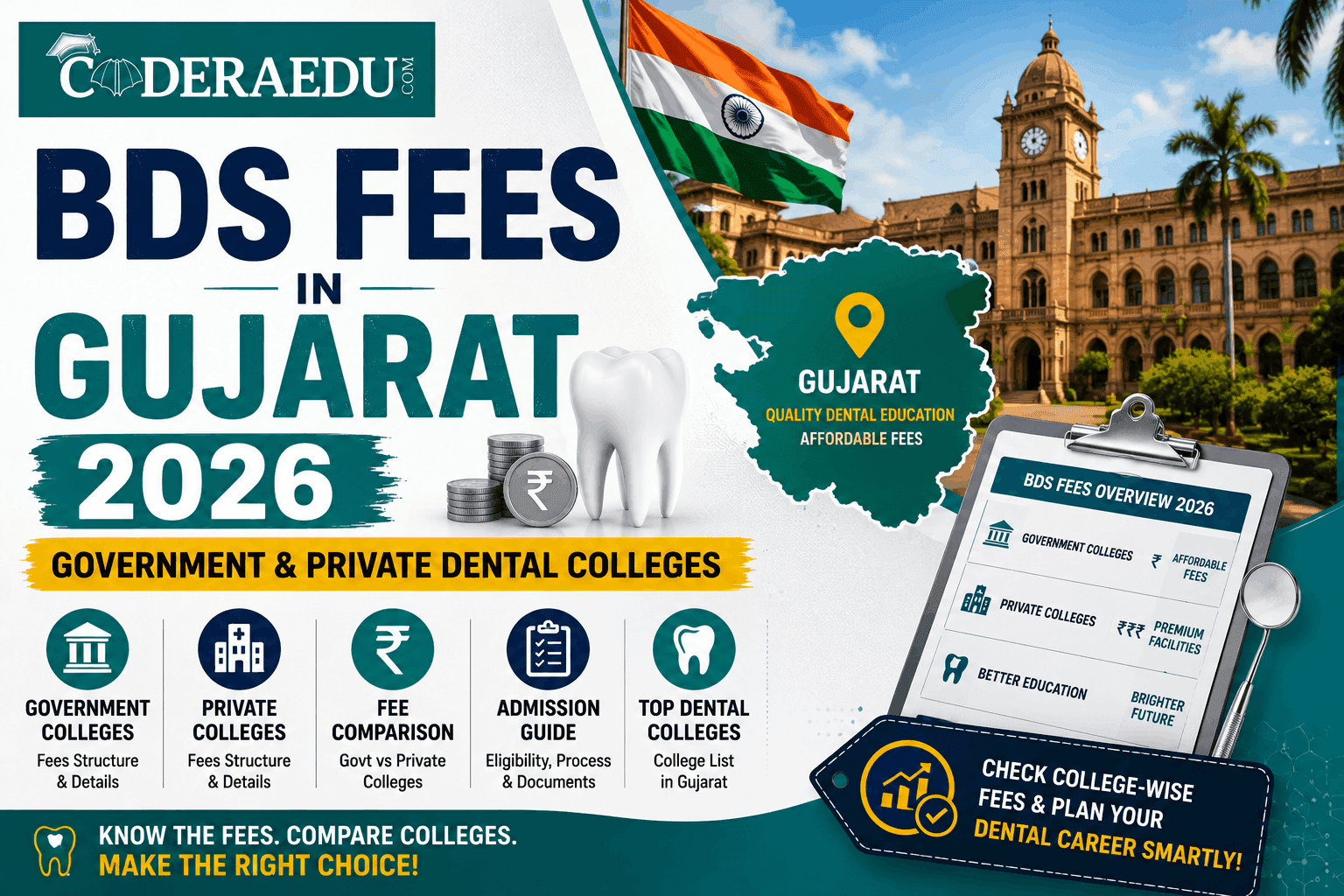 Dental student examining a model of teeth representing BDS admission in Gujarat