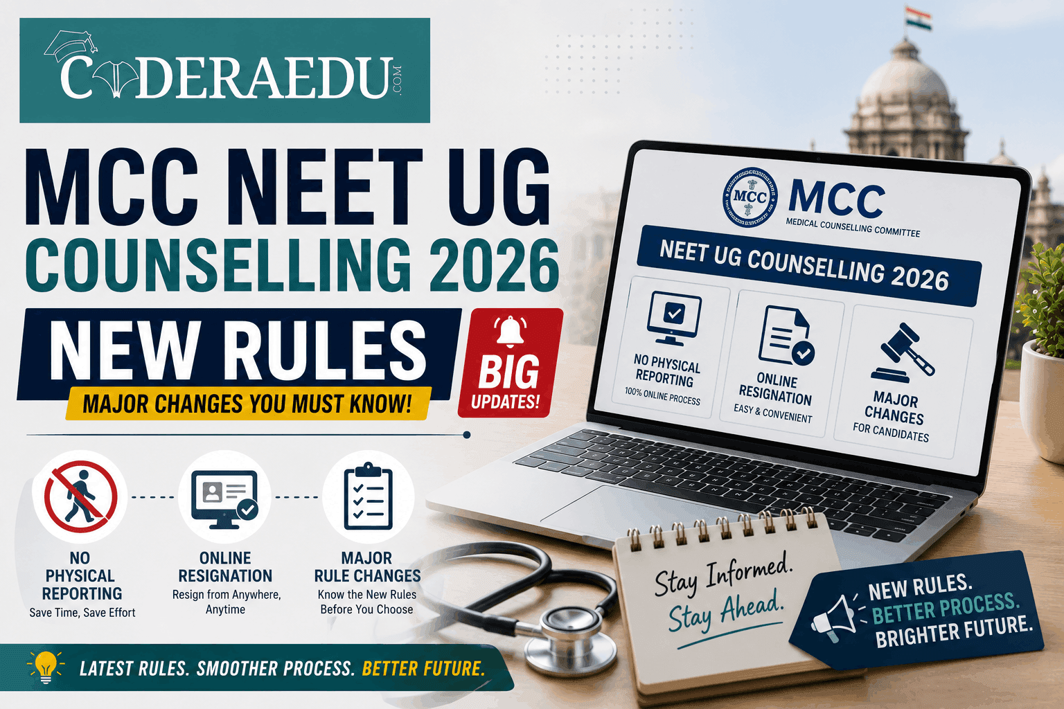 MCC NEET UG counselling 2026 new rules for physical reporting and online resignation
