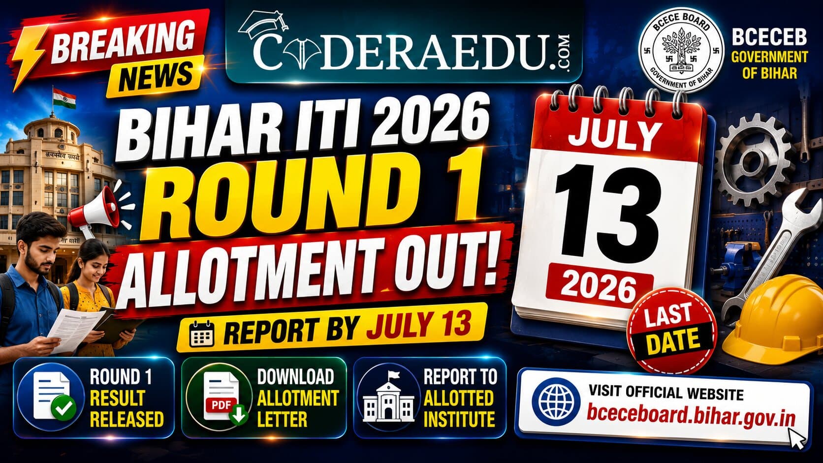 Bihar ITI Seat Allotment Result 2026 for Round 1 Out: Download PDF at bceceboard.bihar.gov.in