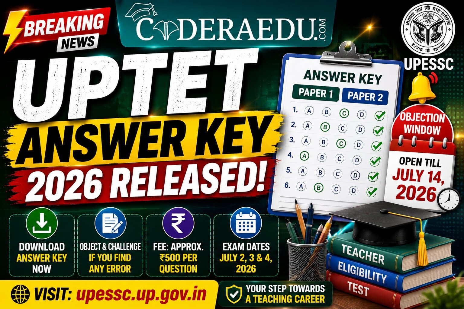 UPTET Answer Key 2026 Released: Objection Window Open Until July 14 at upessc.up.gov.in
