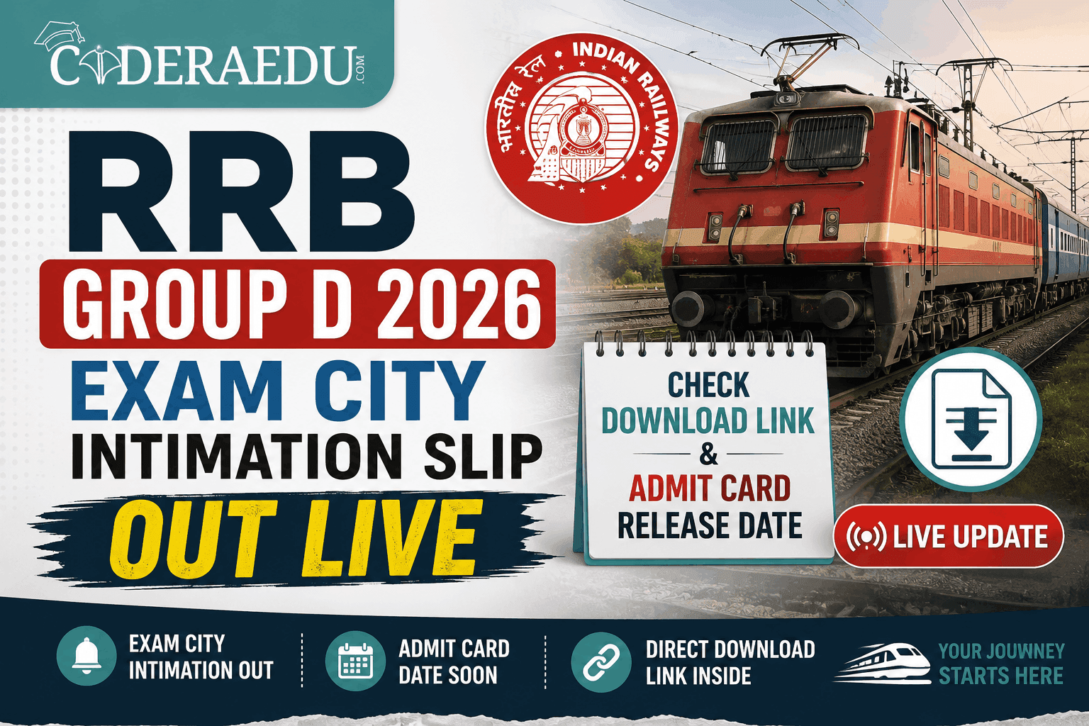 RRB Group D 2026 Exam City Intimation Slip OUT Live: Check Download Link & Admit Card Release Date