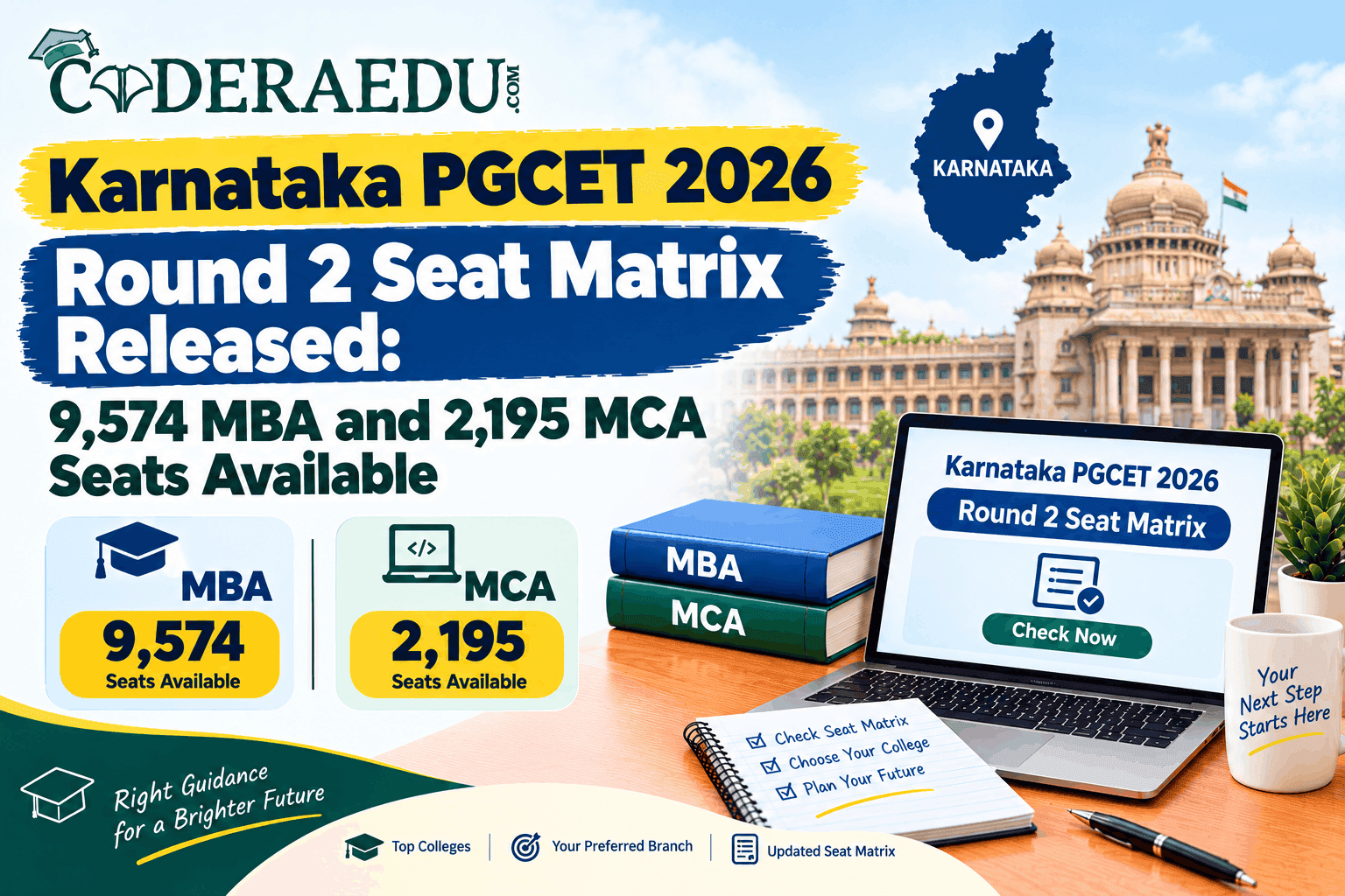 Karnataka PGCET 2026 Round 2 seat matrix for MBA and MCA admissions