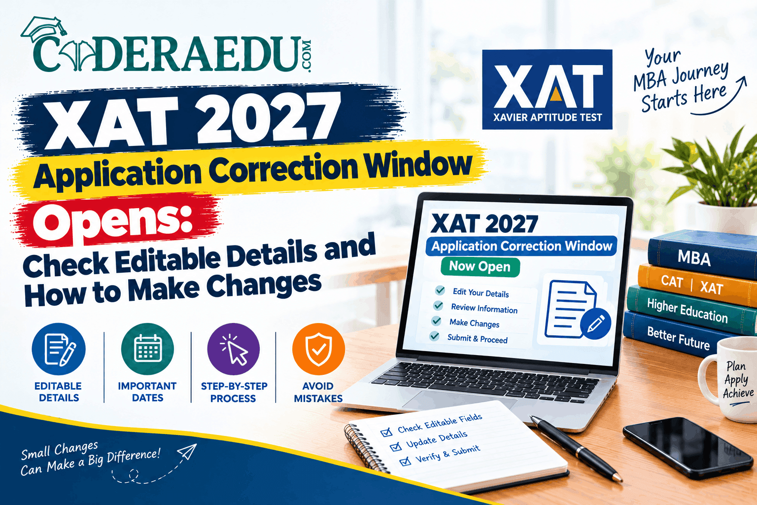 XAT 2027 application correction window opens for editing submitted forms