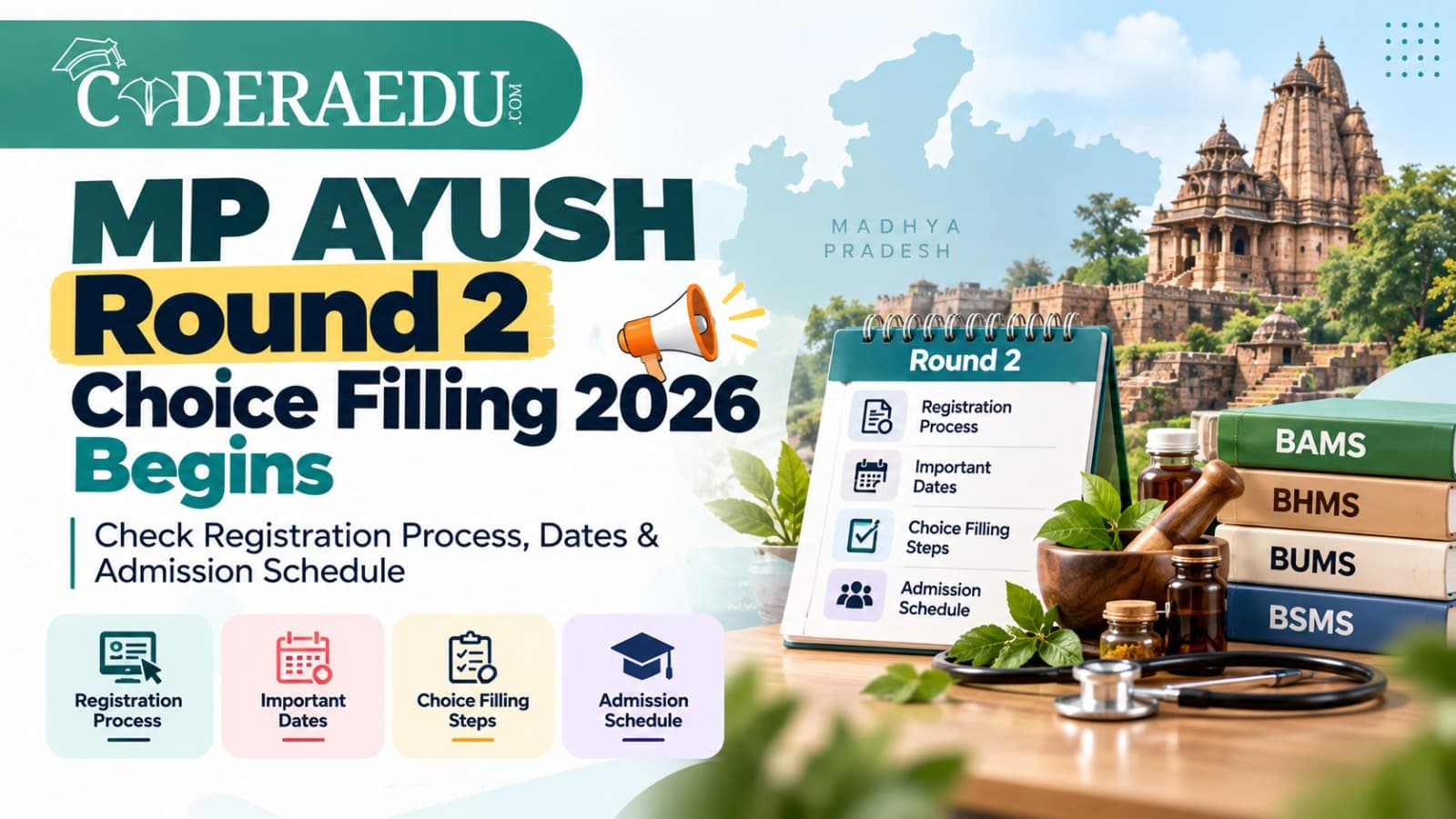 MP AYUSH Round 2 choice filling 2026 begins at ayush.mponline.gov.in