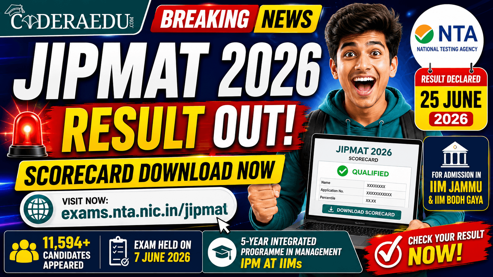 JIPMAT Result 2026 Out: NTA Declares Scorecard at exams.nta.nic.in/jipmat
