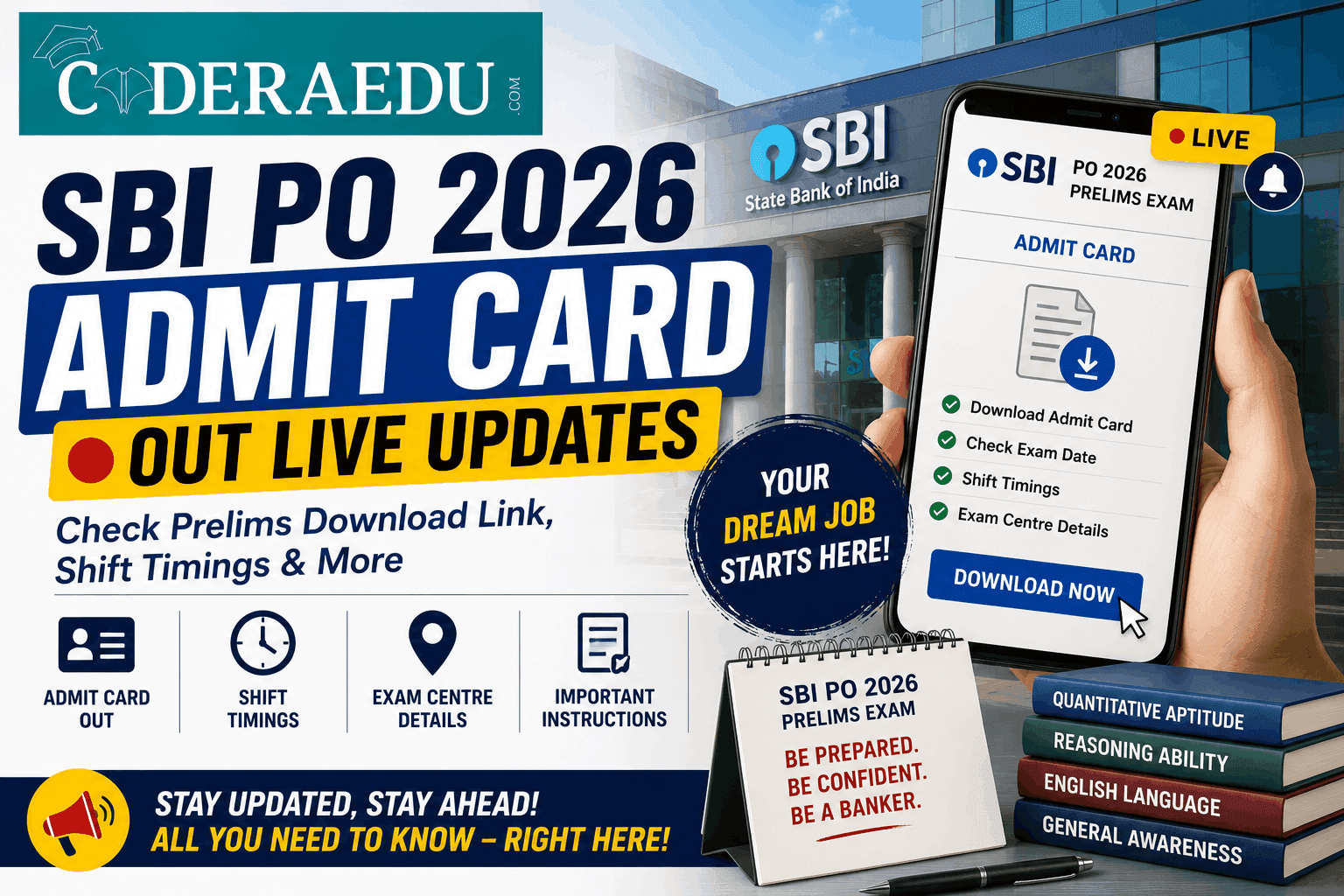 SBI PO 2026 Admit Card OUT Live Updates: Check Prelims Download Link, Shift Timings & More