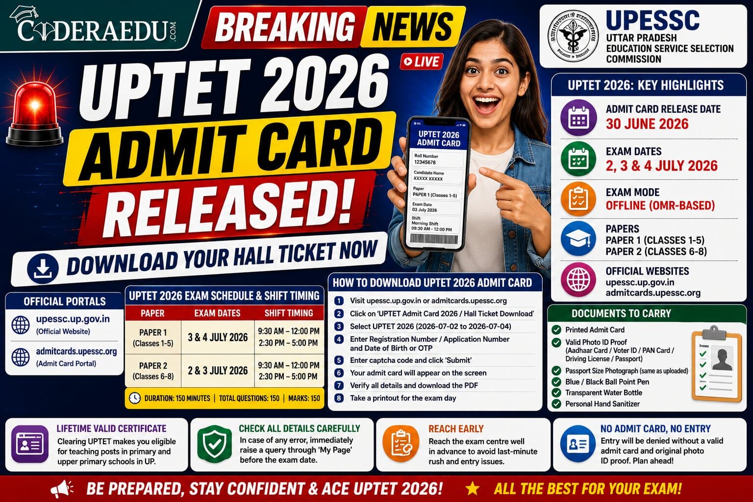 UPTET Admit Card 2026 Released: Download Hall Ticket at upessc.up.gov.in