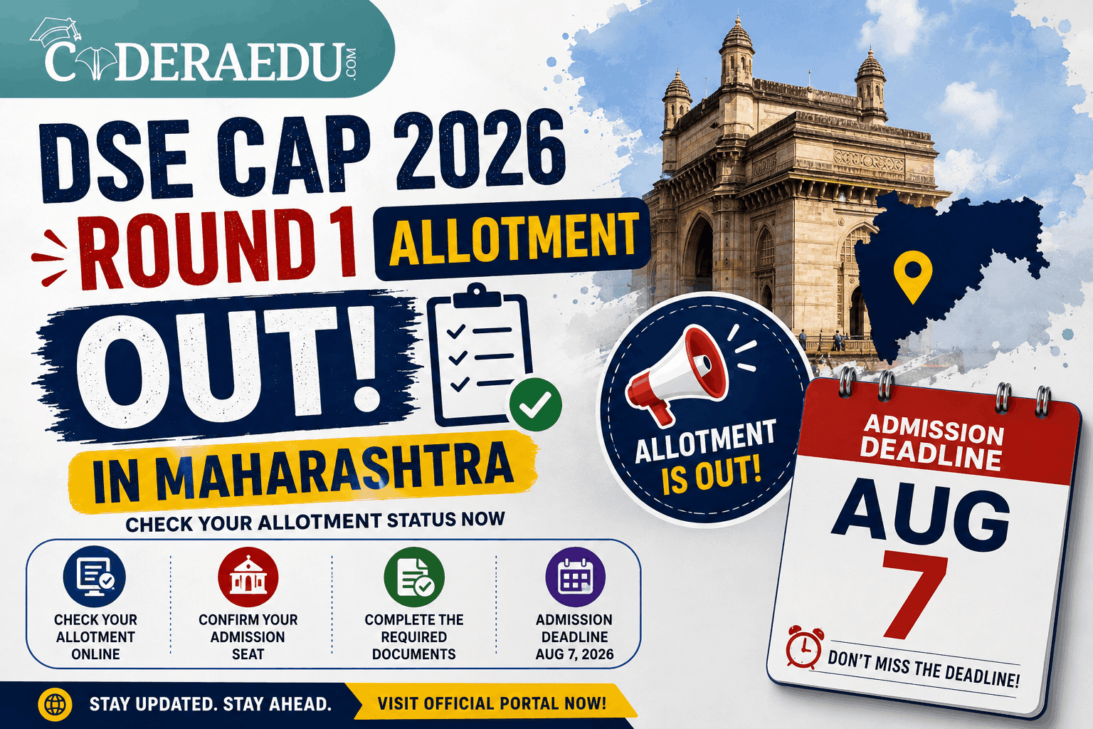 DSE CAP 2026 Round 1 Allotment OUT in Maharashtra: Admission Deadline Aug 7