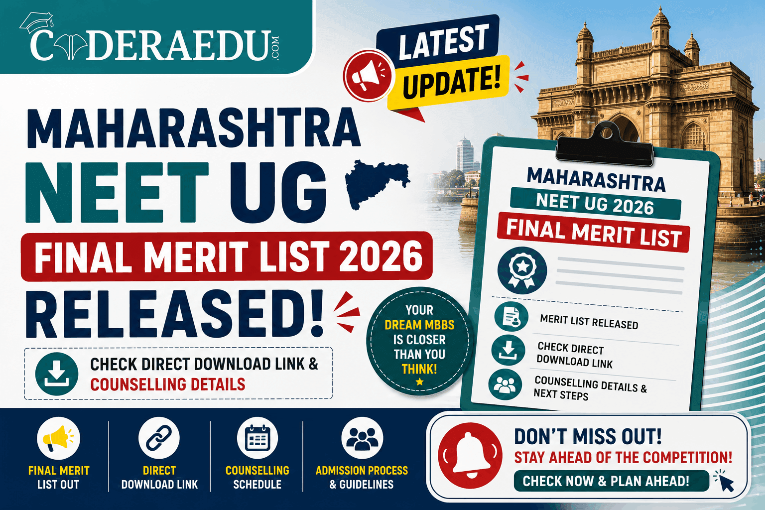 Maharashtra NEET UG Final Merit List 2026 Released: Check Direct Download Link & Counselling Details