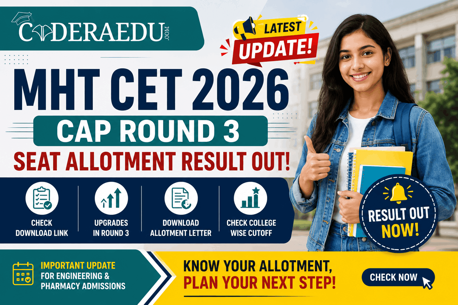 MHT CET 2026 CAP Round 3 Seat Allotment Result Out: Check Download Link, Upgrades & Cutoff