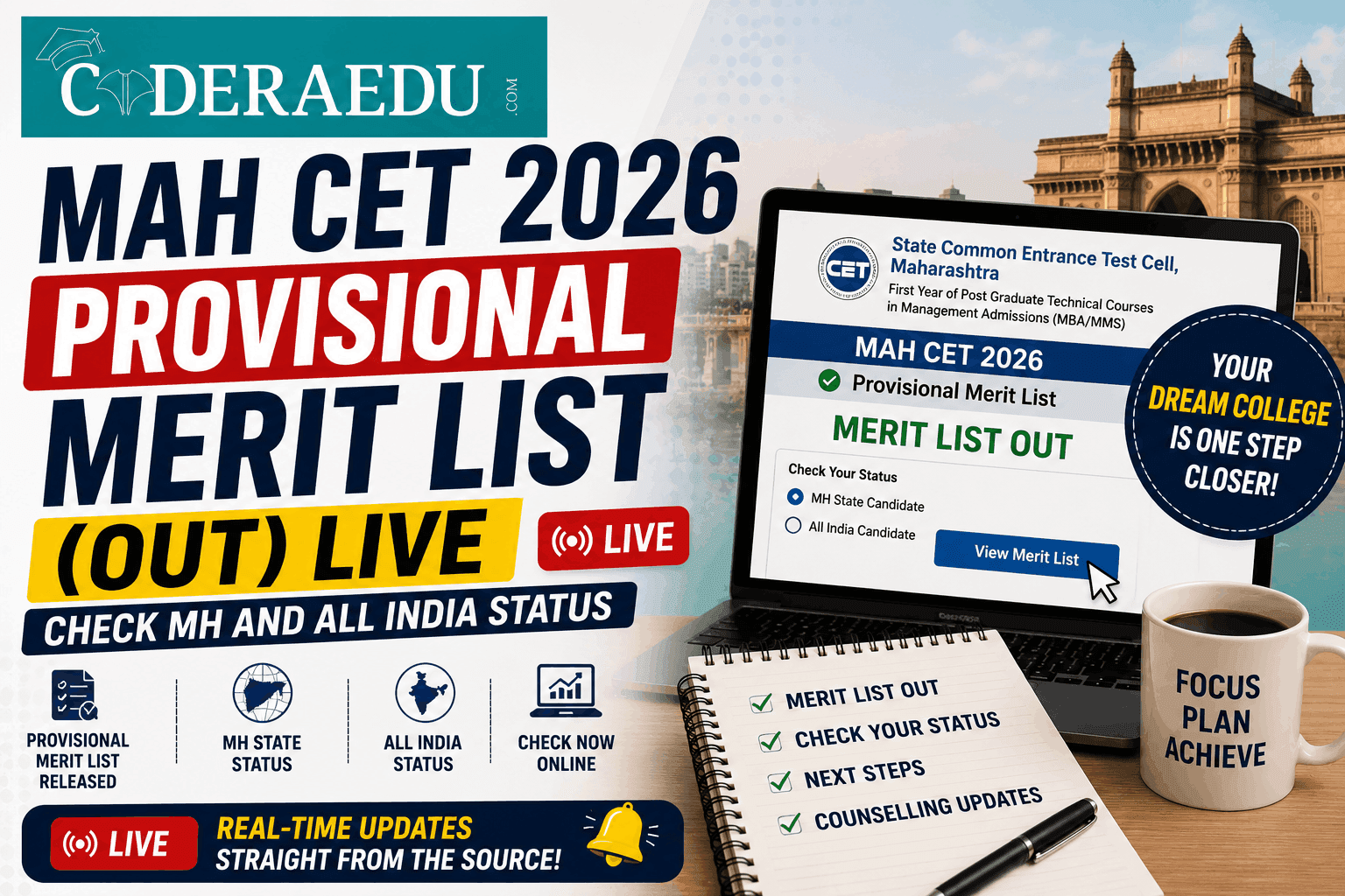 MAH CET 2026 Provisional Merit List (OUT) LIVE; Check MH and All India Status