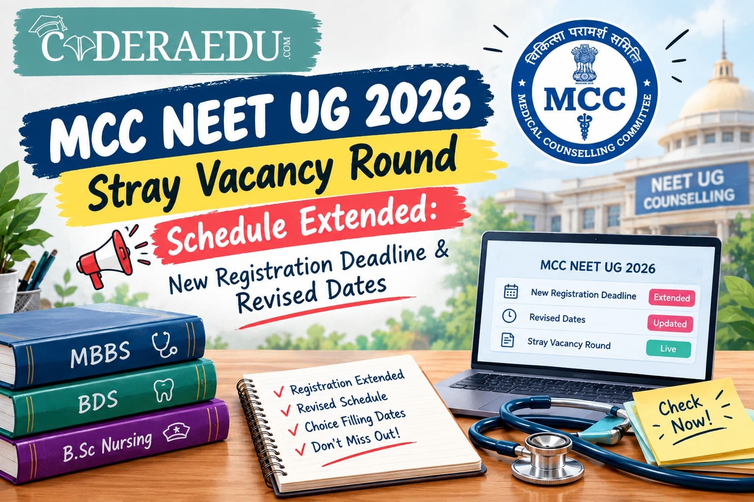 MCC NEET UG 2026 stray vacancy round revised schedule with 16 October deadlines