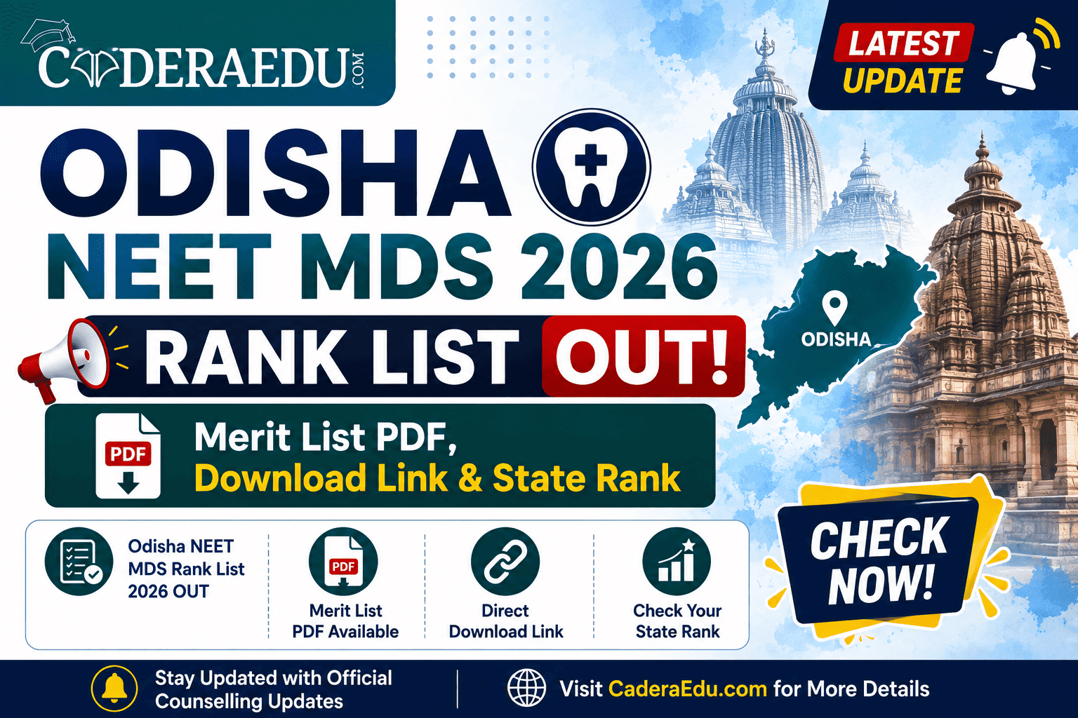 Odisha NEET MDS Rank List 2026 OUT: Merit List PDF, Download Link & State Rank