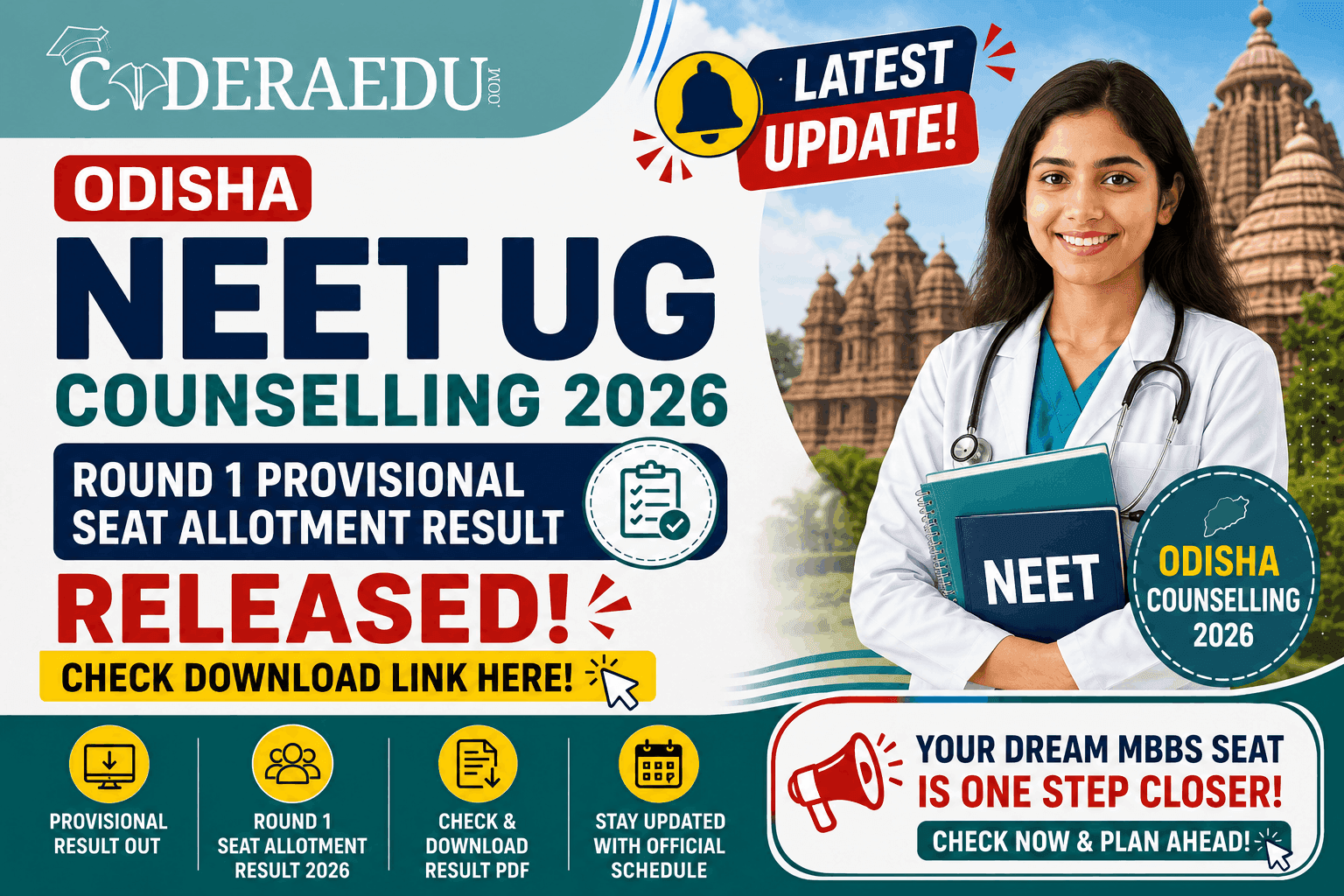 Odisha NEET UG Counselling 2026: Round 1 Provisional Seat Allotment Result Released, Check Download Link