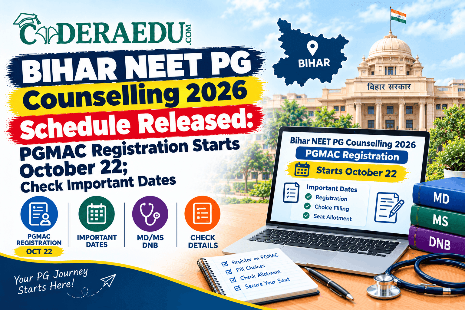 Bihar NEET PG counselling 2026 schedule and PGMAC registration dates