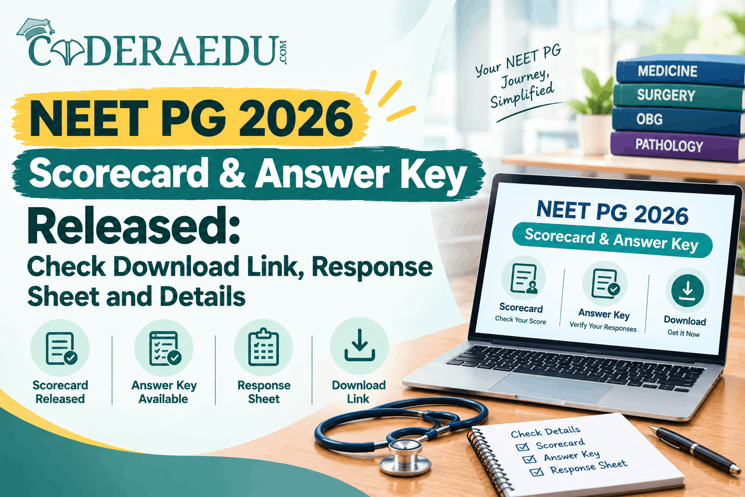 NEET PG 2026 scorecard and answer key released by NBEMS at natboard.edu.in