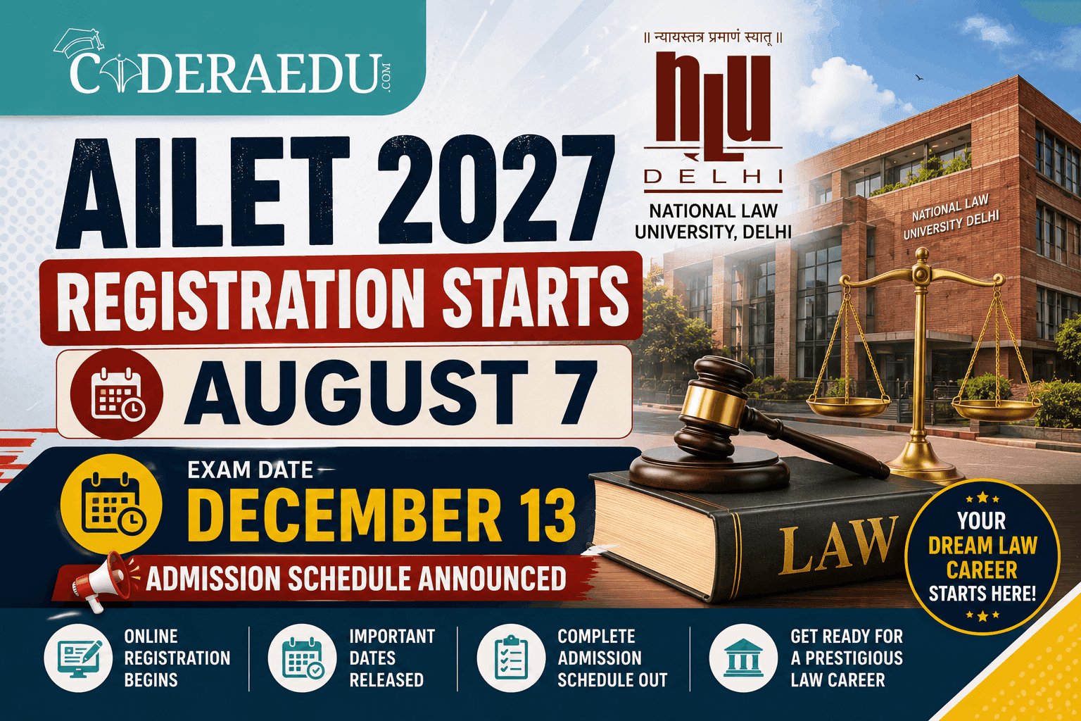 AILET 2027 Registration Starts August 7; NLU Delhi Announces December 13 Exam Date & Admission Schedule