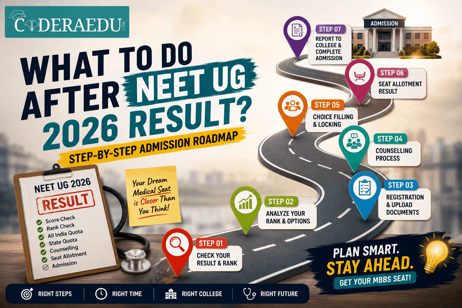 NEET UG 2026 result next steps admission roadmap
