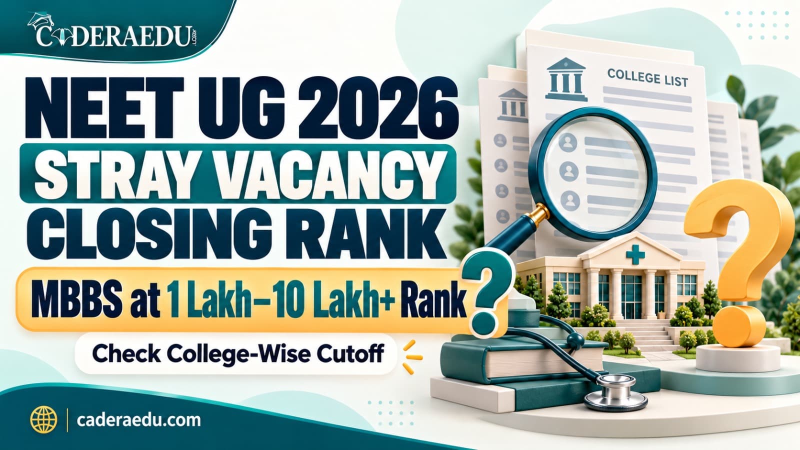 NEET UG 2026 stray vacancy closing rank for MBBS admission at 1 lakh to 10 lakh rank with college-wise cutoff