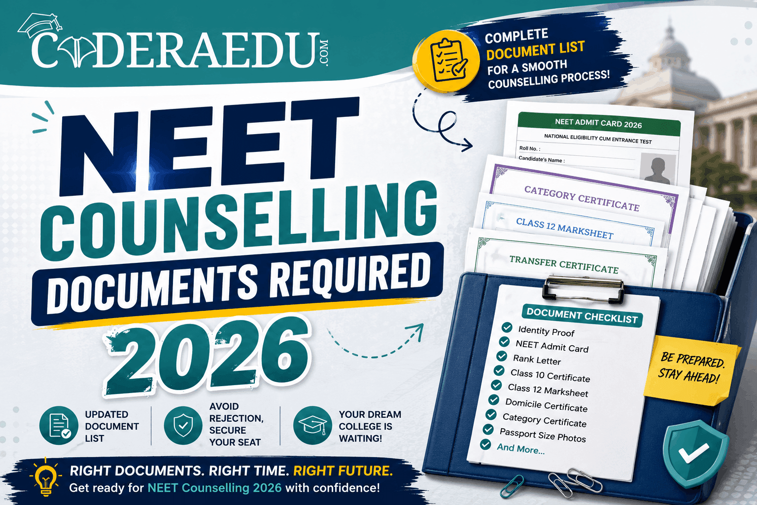Checklist of NEET counselling documents required 2026 for MBBS admission