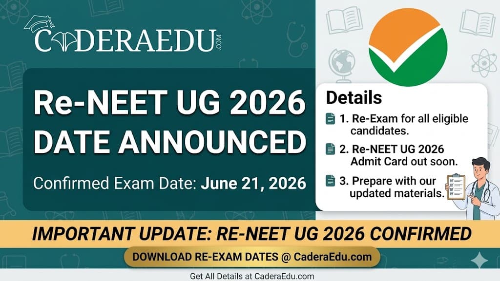 Re-NEET 2026 Exam Date Announced — June 21
