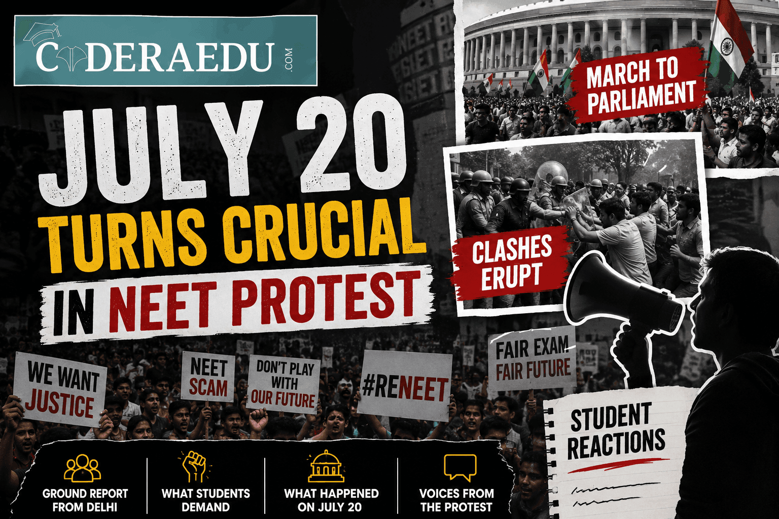 July 20 Turns Crucial in NEET Protest: Clashes, March to Parliament & Student Reactions