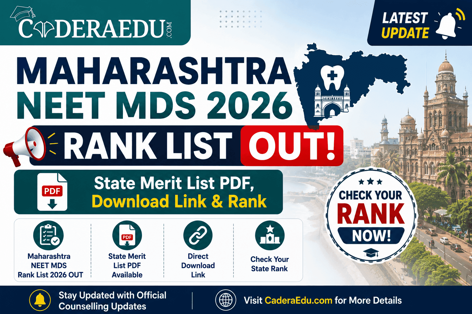 Maharashtra NEET MDS Rank List 2026 OUT: State Merit List PDF, Download Link & Rank