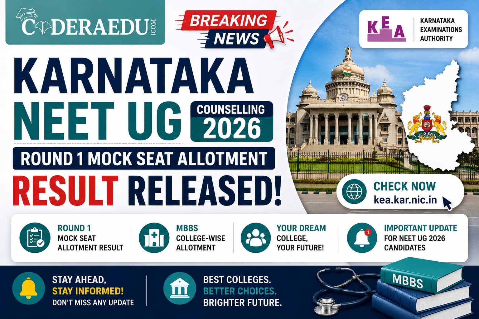 Karnataka NEET UG Counselling 2026: Round 1 Mock Seat Allotment Result Released @kea.kar.nic.in; Check MBBS College-Wise Allotment