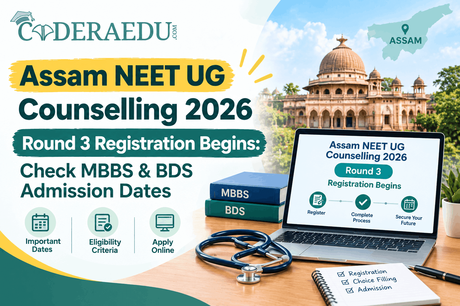 Assam NEET UG Round 3 counselling 2026 registration for MBBS and BDS admission