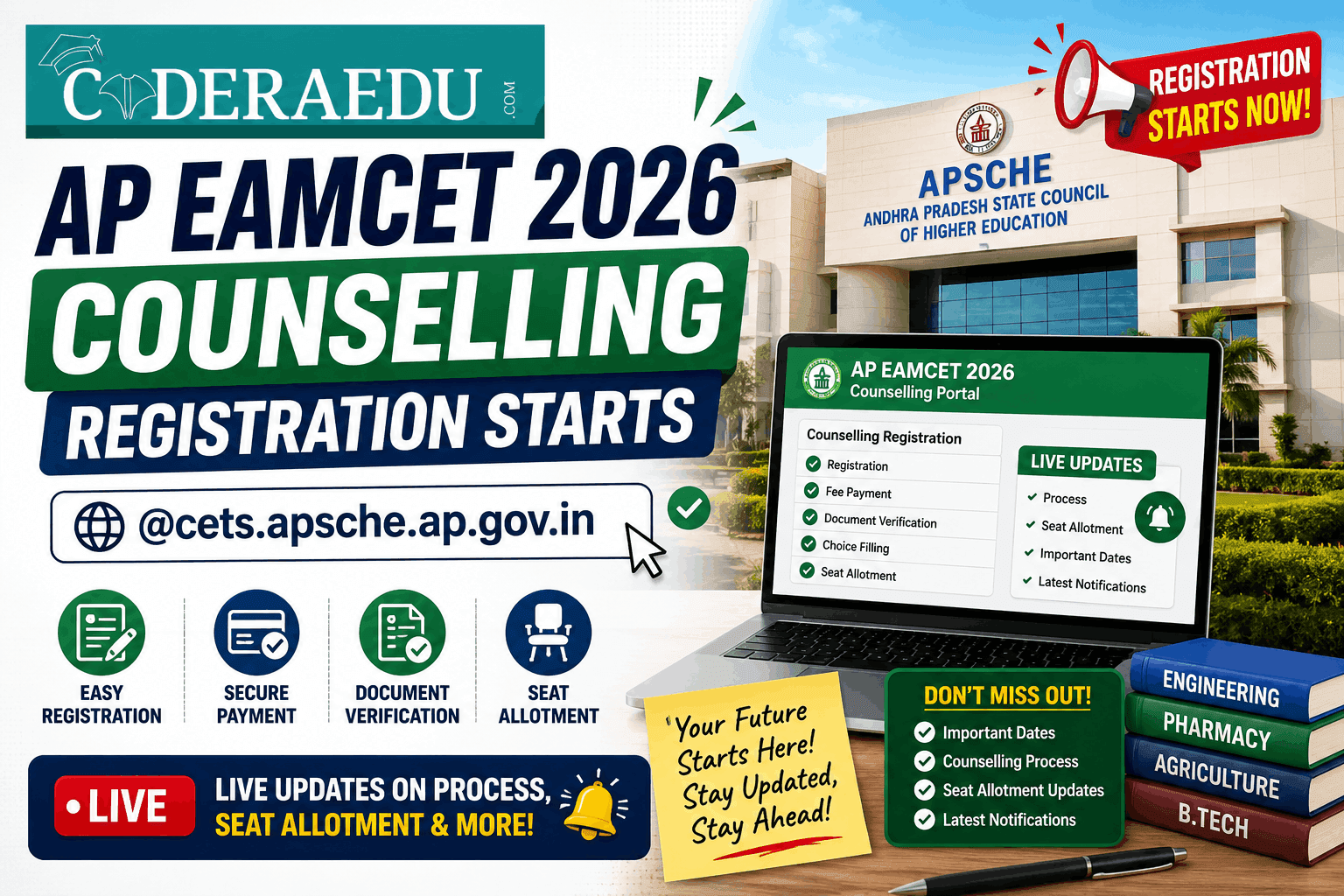AP EAMCET 2026 Counselling Registration Starts @cets.apsche.ap.gov.in; Live Updates on Process, Seat Allotment