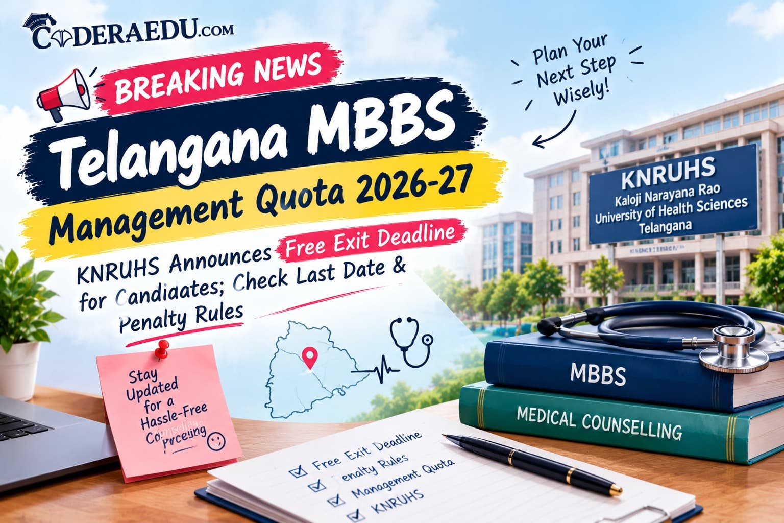 Telangana MBBS Management Quota 2026-27: KNRUHS Announces Free Exit Deadline for Candidates; Check Last Date & Penalty Rules