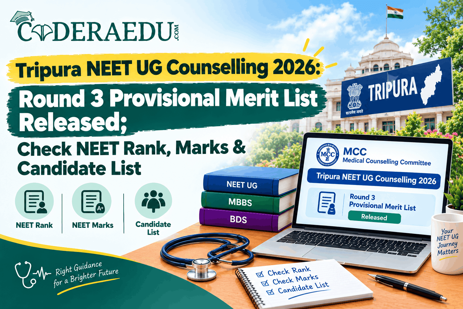 Tripura NEET UG Counselling 2026: Round 3 Provisional Merit List Released; Check NEET Rank, Marks & Candidate List